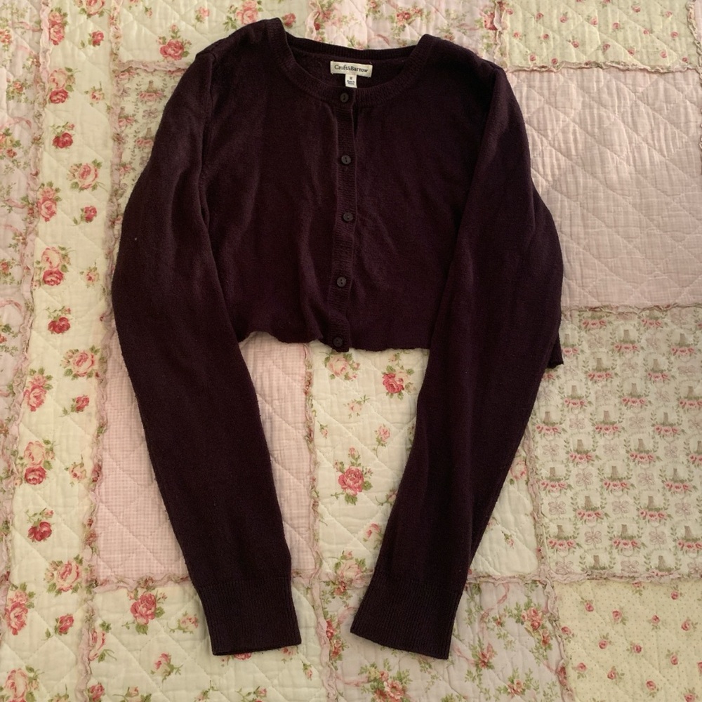 Croft&Barrow purple cropped cardigan